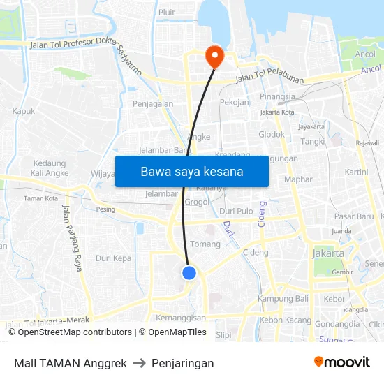 Mall TAMAN Anggrek to Penjaringan map