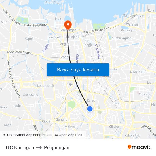 ITC Kuningan to Penjaringan map