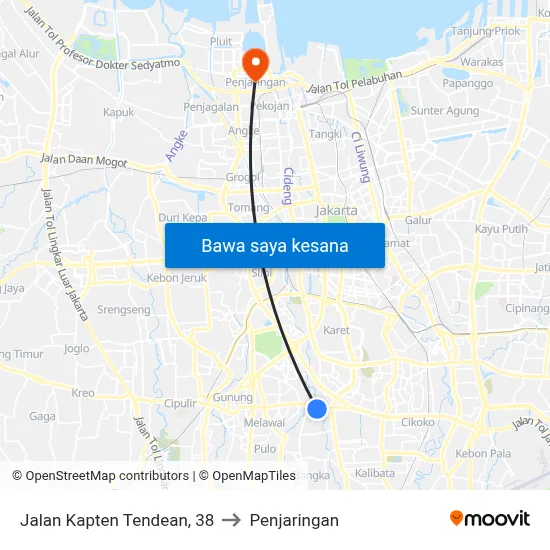 Jalan Kapten Tendean, 38 to Penjaringan map