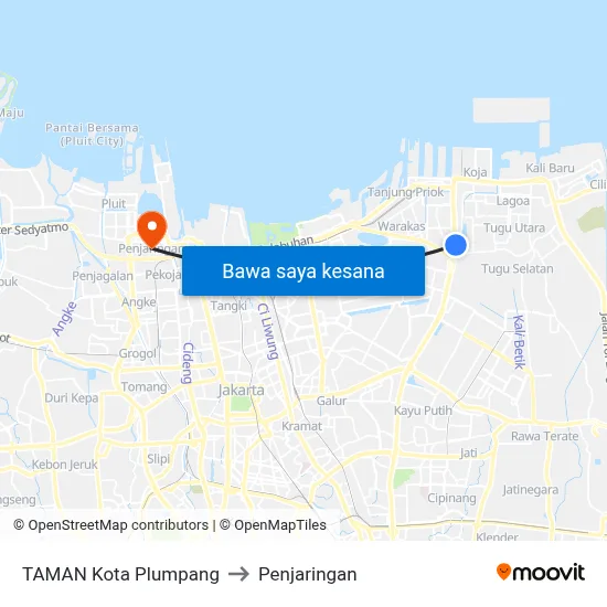 TAMAN Kota Plumpang to Penjaringan map