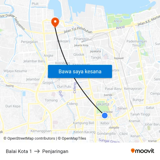 Balai Kota 1 to Penjaringan map