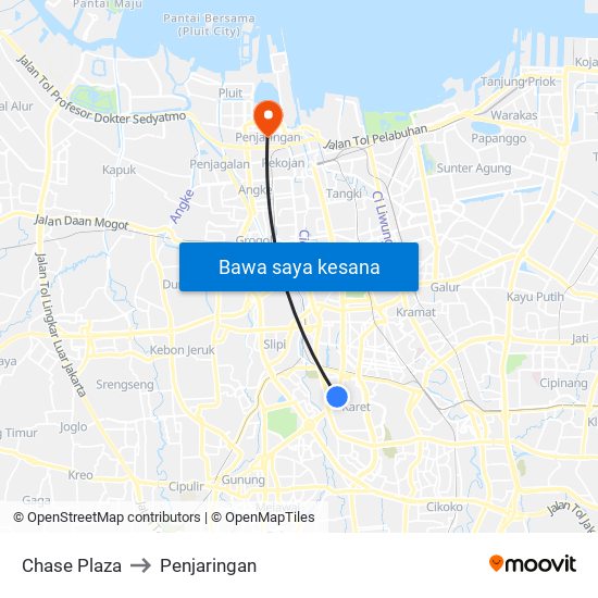 Chase Plaza to Penjaringan map