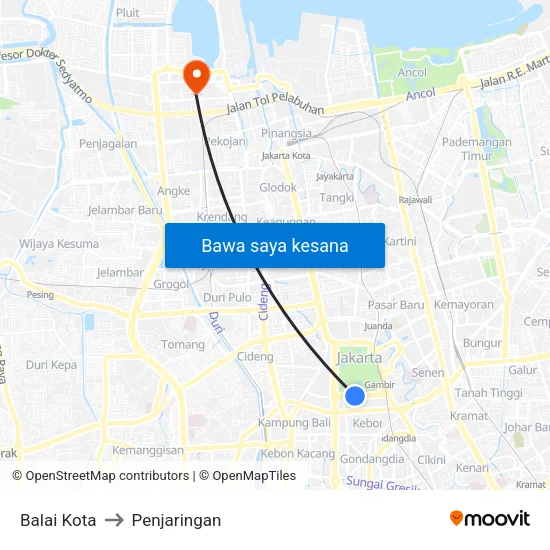 Balai Kota to Penjaringan map