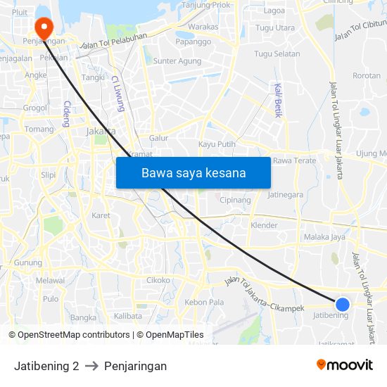 Jatibening 2 to Penjaringan map