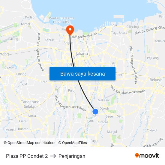 Plaza PP Condet 2 to Penjaringan map