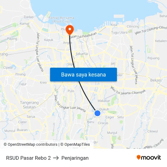 RSUD Pasar Rebo 2 to Penjaringan map