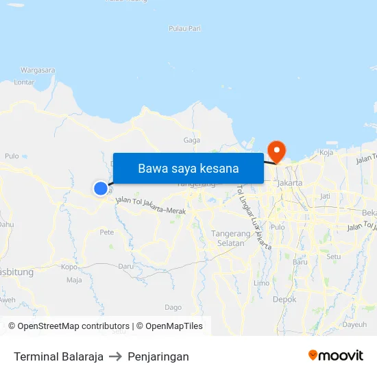 Terminal Balaraja to Penjaringan map