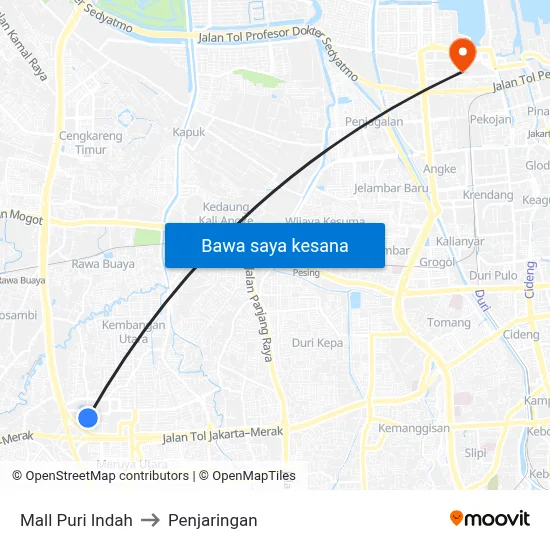 Mall Puri Indah to Penjaringan map