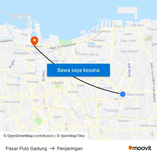 Pasar Pulo Gadung to Penjaringan map