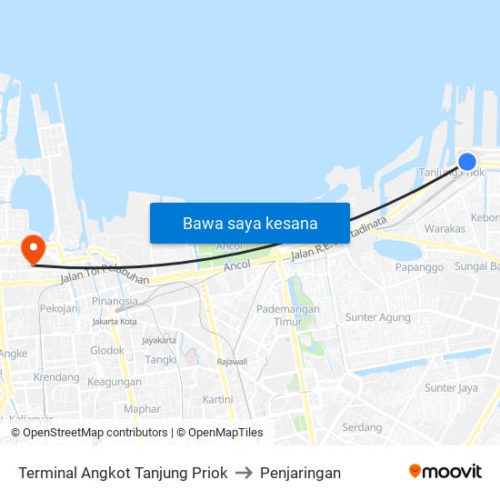 Terminal Angkot Tanjung Priok to Penjaringan map