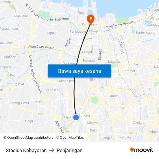 Stasiun Kebayoran to Penjaringan map