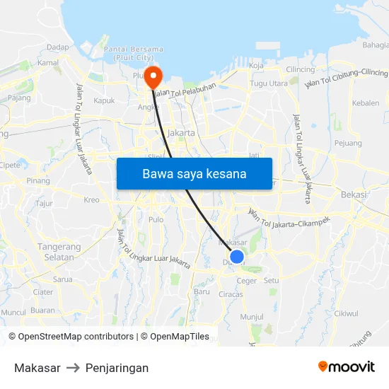 Makasar to Penjaringan map