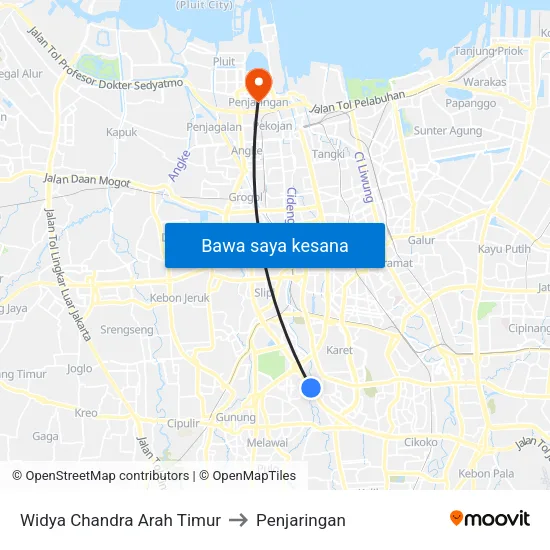Widya Chandra Arah Timur to Penjaringan map