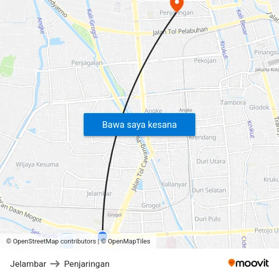 Jelambar to Penjaringan map