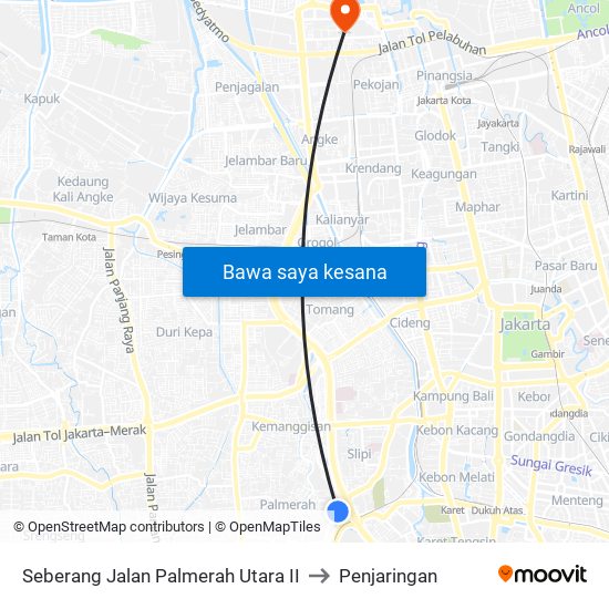 Seberang Jalan Palmerah Utara II to Penjaringan map