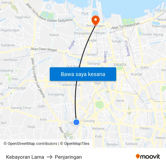 Kebayoran Lama to Penjaringan map