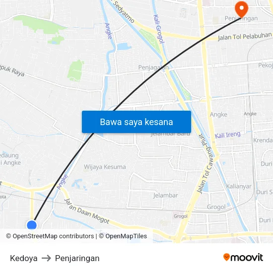 Kedoya to Penjaringan map