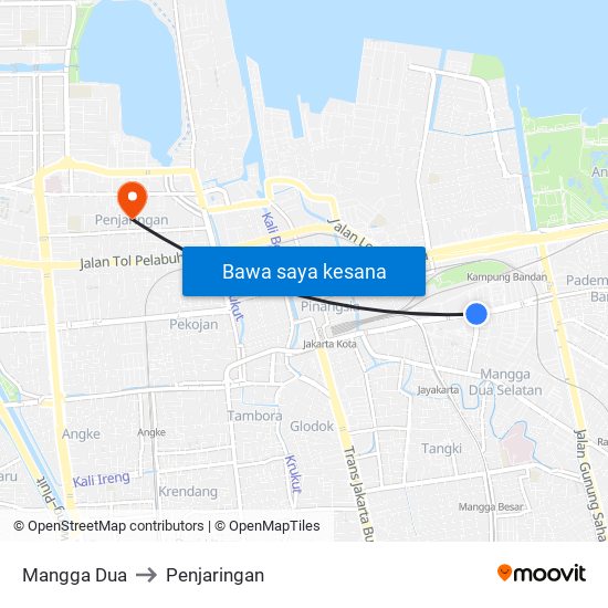 Mangga Dua to Penjaringan map