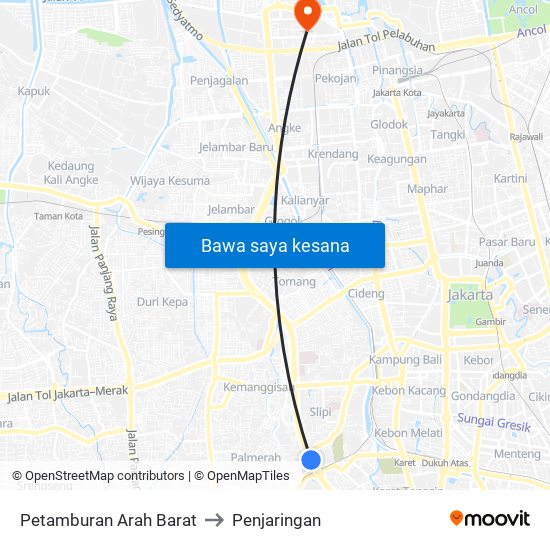 Petamburan Arah Barat to Penjaringan map