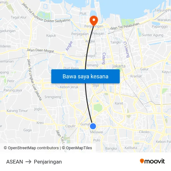 ASEAN to Penjaringan map