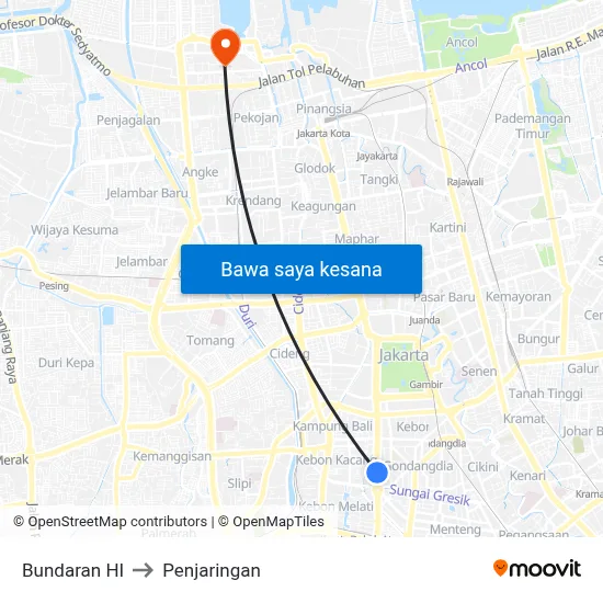 Bundaran HI to Penjaringan map