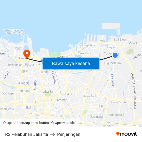 RS Pelabuhan Jakarta to Penjaringan map
