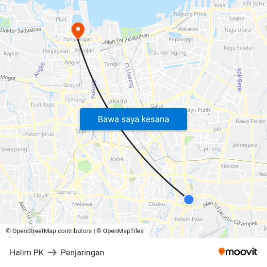 Halim PK to Penjaringan map