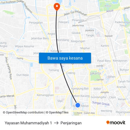 Yayasan Muhammadiyah 1 to Penjaringan map