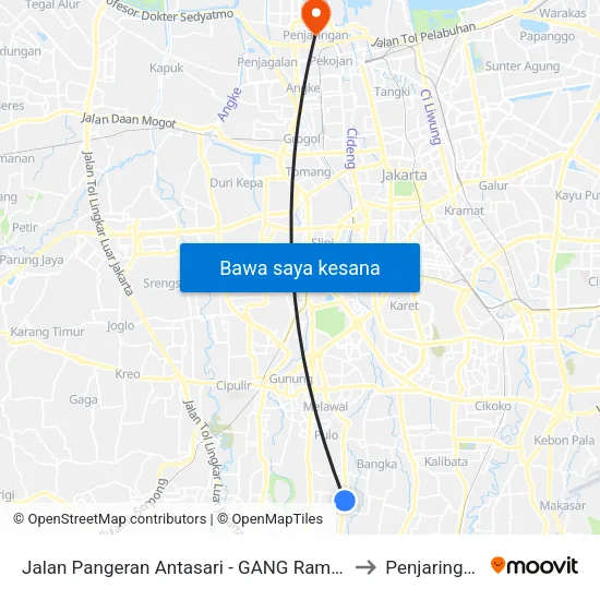 Jalan Pangeran Antasari - GANG Rambu to Penjaringan map