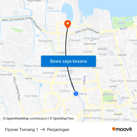 Flyover Tomang 1 to Penjaringan map