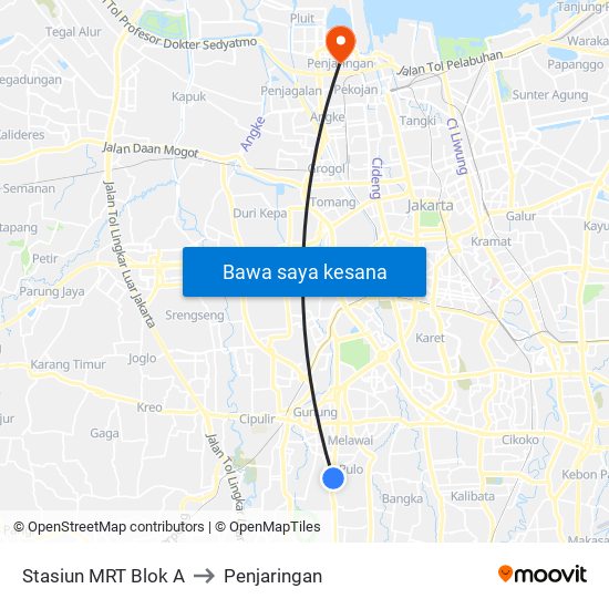 Stasiun MRT Blok A to Penjaringan map