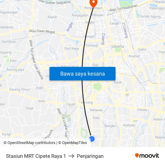 Stasiun MRT Cipete Raya 1 to Penjaringan map
