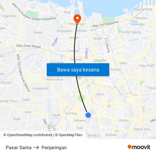 Pasar Santa to Penjaringan map