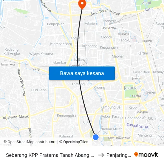 Seberang KPP Pratama Tanah Abang Satu to Penjaringan map