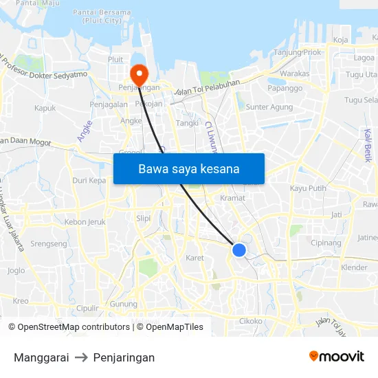 Manggarai to Penjaringan map