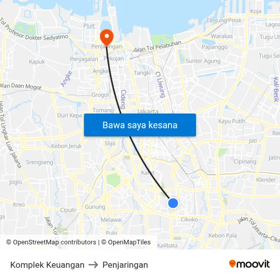Komplek Keuangan to Penjaringan map