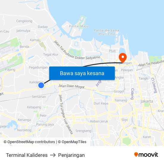 Terminal Kalideres to Penjaringan map