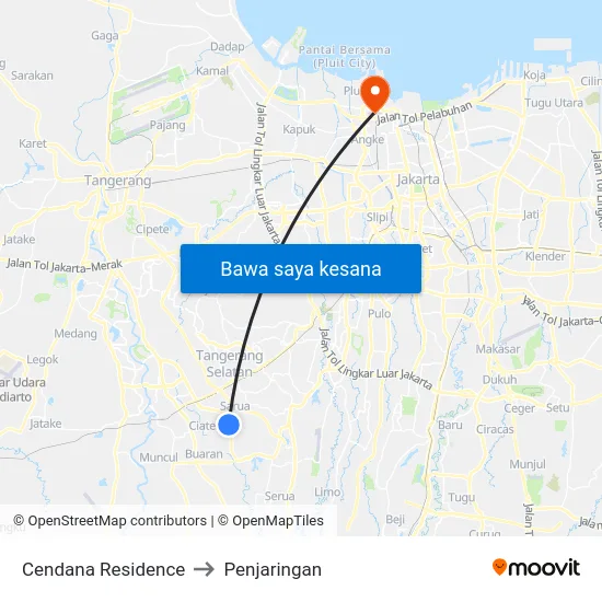 Cendana Residence to Penjaringan map