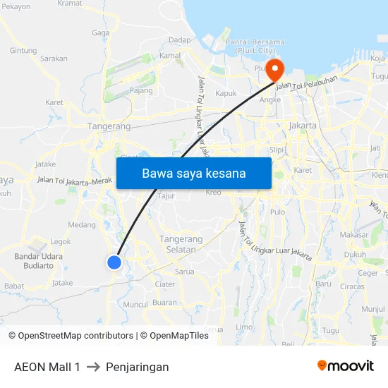 AEON Mall 1 to Penjaringan map