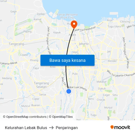 Kelurahan Lebak Bulus to Penjaringan map