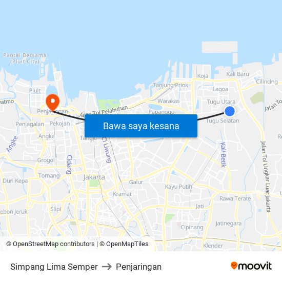 Simpang Lima Semper to Penjaringan map