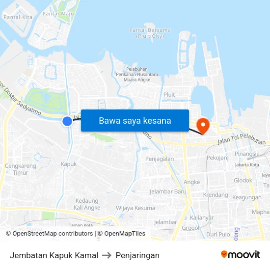 Jembatan Kapuk Kamal to Penjaringan map