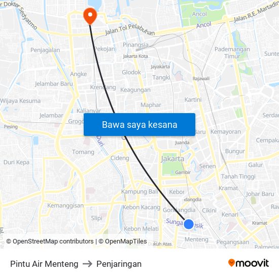 Pintu Air Menteng to Penjaringan map