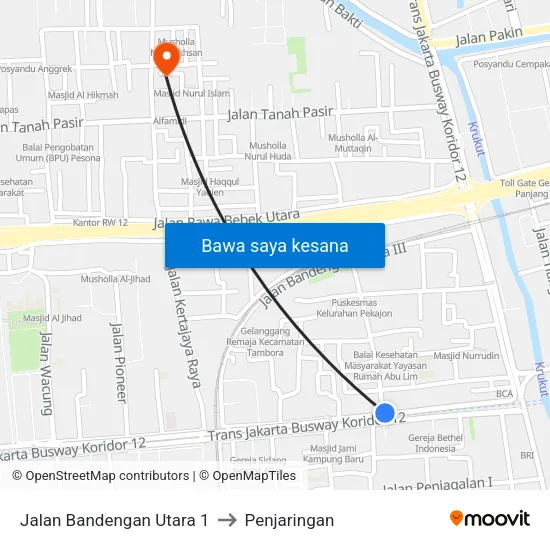 Jalan Bandengan Utara 1 to Penjaringan map