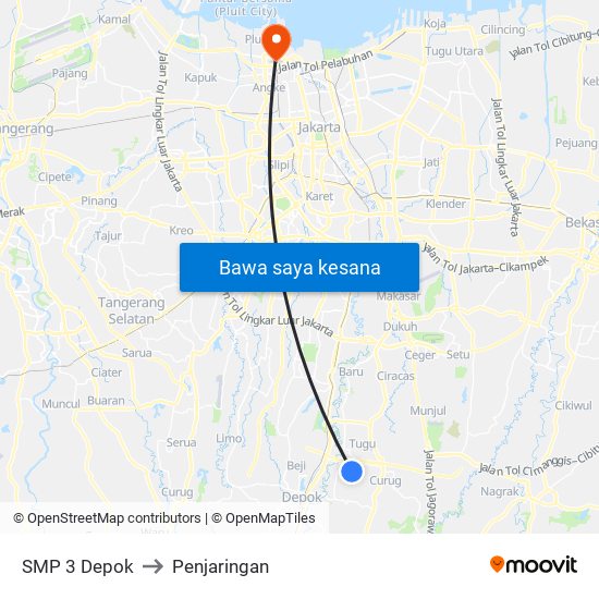 SMP 3 Depok to Penjaringan map