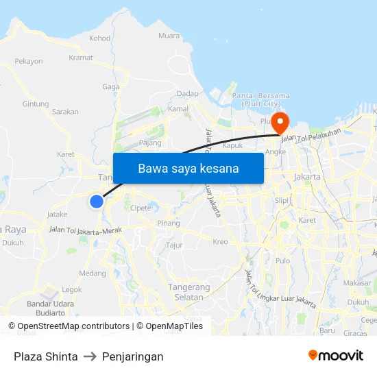 Plaza Shinta to Penjaringan map