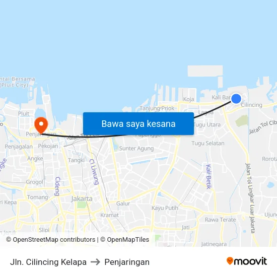 Jln. Cilincing Kelapa to Penjaringan map