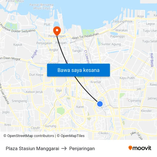 Plaza Stasiun Manggarai to Penjaringan map