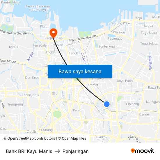 Bank BRI Kayu Manis to Penjaringan map