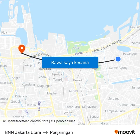 BNN Jakarta Utara to Penjaringan map
